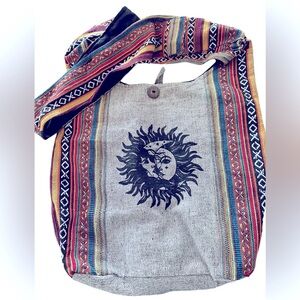 NWOT Boho Hippie Sun and Moon Bucket Cotton Bag
